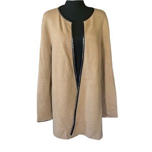 Talbots pure Italian merino wool long line open front cardigan